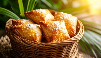 Golden pastries in a basket