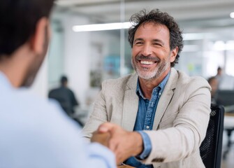 Fototapeta premium Successful business meeting modern office image professional setting close-up view partnership agreement