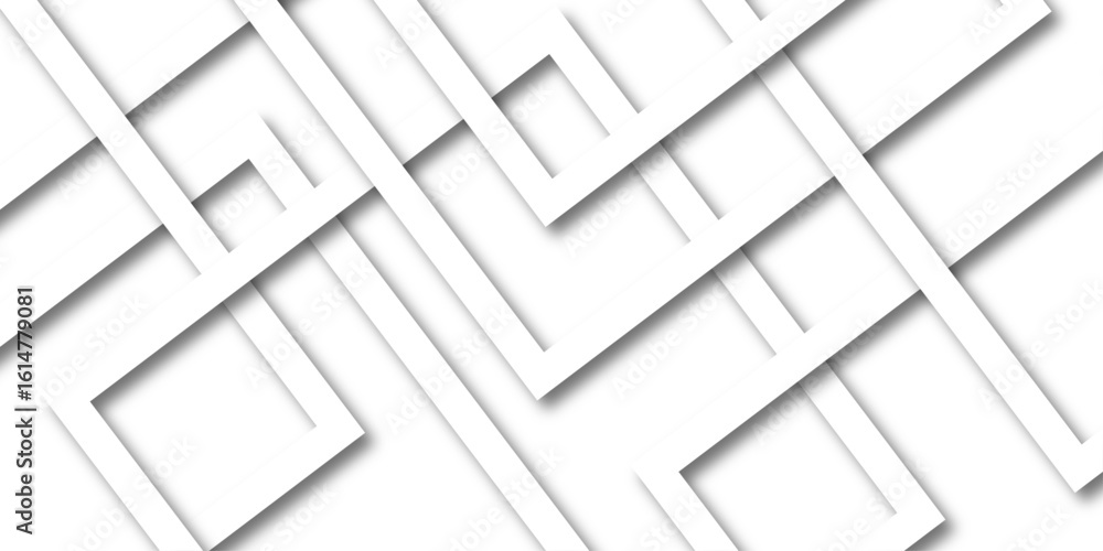 Poster white and gray overlap triangle geometric technology pattern. minimal rectangle randomly arranged wh