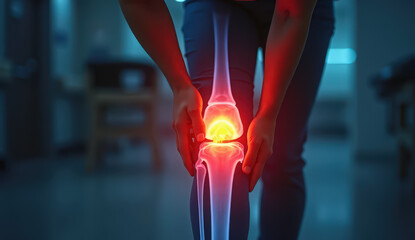 Conceptual image representing pain or discomfort in specific areas of the human body. The affected region is either highlighted visually or shown being touched by a person to indicate soreness, tensio