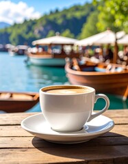 Lakeside coffee cup