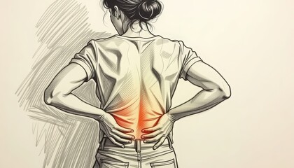 Conceptual image representing pain or discomfort in specific areas of the human body. The affected region is either highlighted visually or shown being touched by a person to indicate soreness, tensio