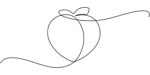 Peach fruit in continuous line art drawing style. Simple black sketch made of one line isolated on white background, Apricot vector illustration. One line drawing art illustration. 