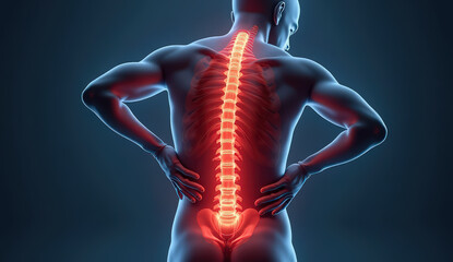 Conceptual image representing pain or discomfort in specific areas of the human body. The affected region is either highlighted visually or shown being touched by a person to indicate soreness, tensio