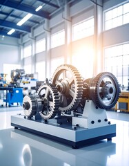 Industrial gears in a factory