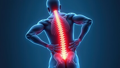 Conceptual image representing pain or discomfort in specific areas of the human body. The affected region is either highlighted visually or shown being touched by a person to indicate soreness, tensio