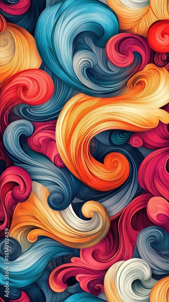 Aufkleber a vibrant and dynamic abstract design featuring colorful flowing shapes and swirls. this image captu