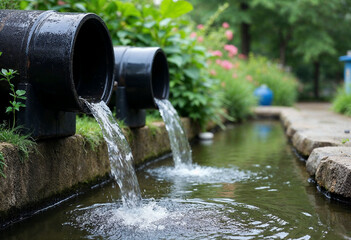 closeup shot of gutter filled with rainwater