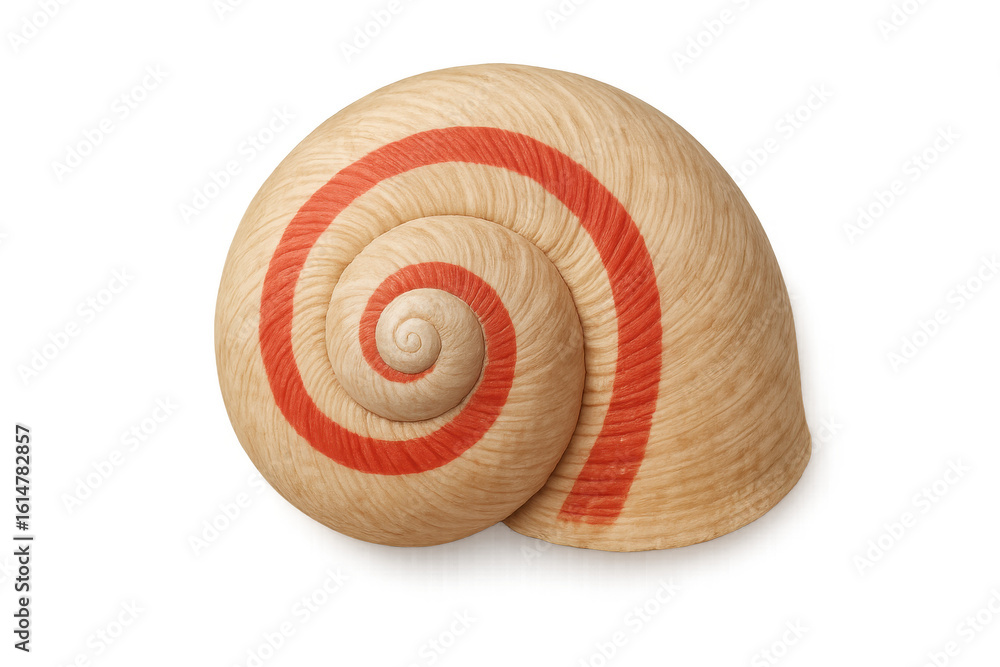 Aufkleber spiral seashell with red stripes showing perfect geometry on transparent background
