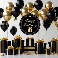 golden gift box with ribbon, 