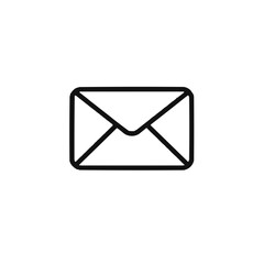 Simple outline of a closed envelope with a triangular flap and rounded corners on a white background