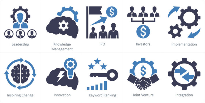 A set of 10 mix icons as leadership, knowledge management