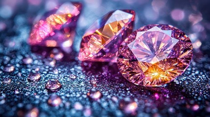 Sparkling, vibrant gems on a dark surface