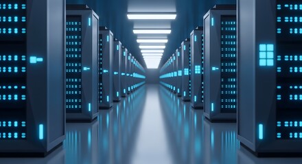 Modern Data Center Servers, Cloud Computing, Networking, IT Infrastructure, Digital, Technology, Big Data, Cyber Security