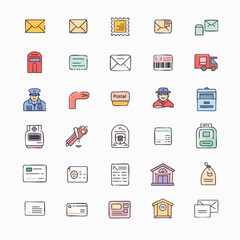 Postal Service Icons Mail Post Office Delivery.