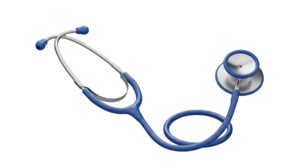 Blue medical stethoscope isolated on transparent background