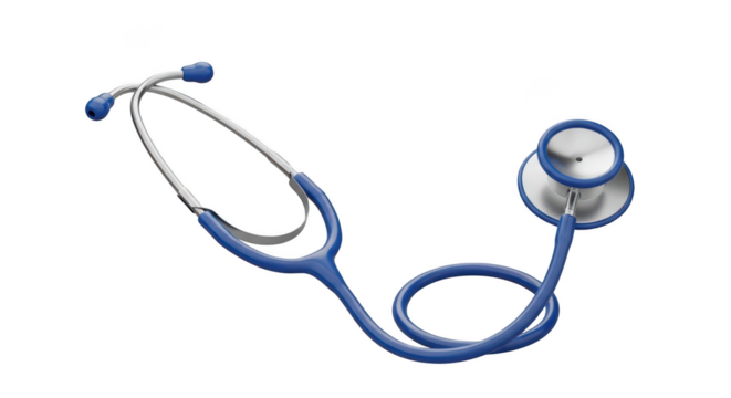 Blue medical stethoscope isolated on transparent background