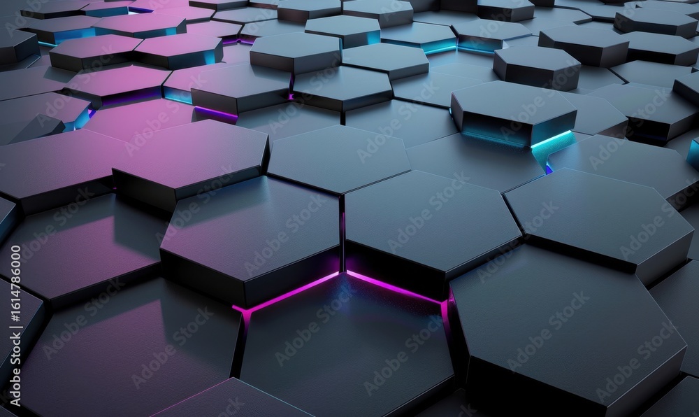 Aufkleber abstract hexagonal background with illuminated gaps for tech and design