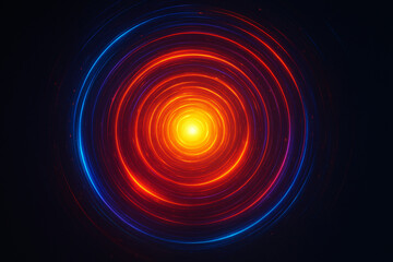 Fototapeta premium Colorful glowing rings spreading from center, Dynamic tech visual, Abstract futuristic energy field