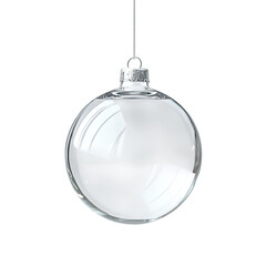 A hanging glass ornament with a white background, suspended in the air, has an all-white matte finish and is made of a plastic material.