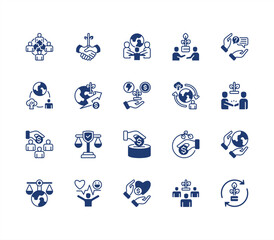 Corporate Social Responsibility editable stroke icon set.