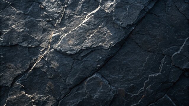 Close-Up of Dark Grey and Black Rock Texture, Natural Rough Stone Surface.

