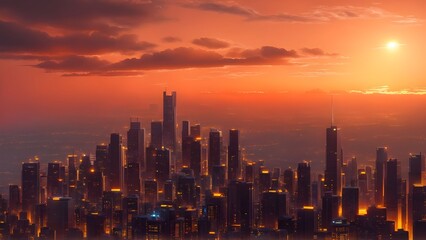 Obraz premium sunset over the city