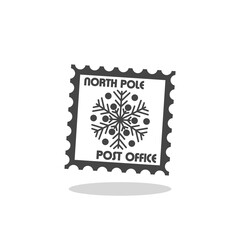 North pole post office stamp icon with shadow