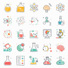 Science Icons Chemistry Biology and Physics.
