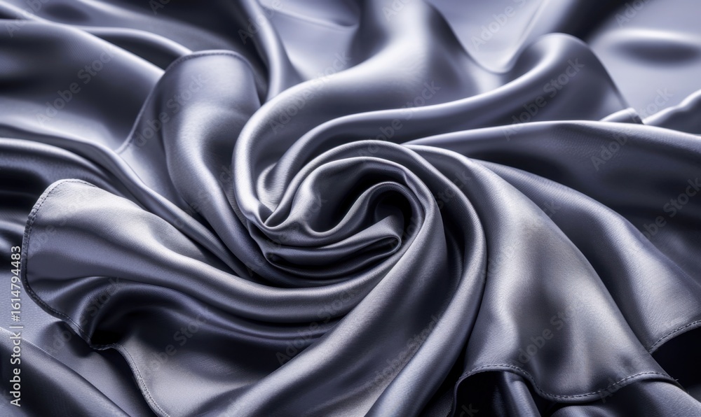 Poster abstract metallic swirl close up of smooth fabric with elegant texture
