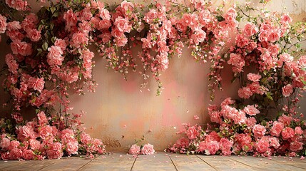 Pink Rose Wall Background