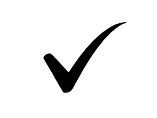 Black Check Mark Symbol on Transparent Background