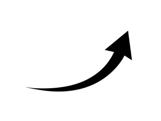 Curved Upward Arrow Icon on Transparent Background..