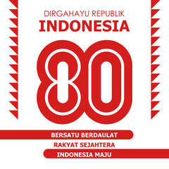 Red and White Background 80 Years of Indonesian Independence Day 2025