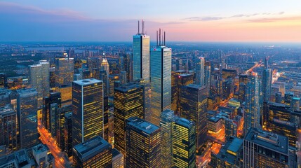Hong Kong's urban skyline at sunset, a breathtaking view of modern Asian architecture