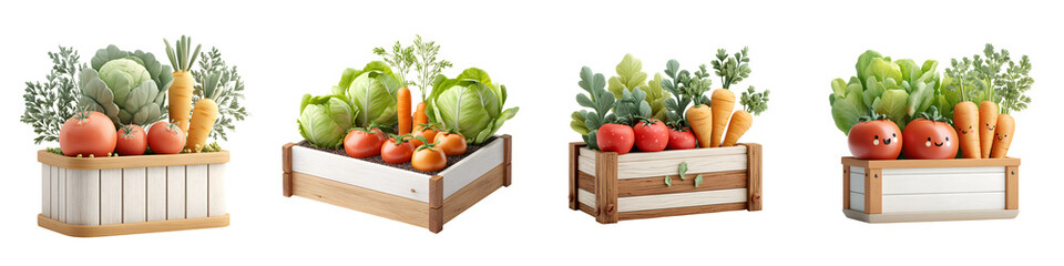 Wooden Crates with Fresh Vegetables: Garden Harvest