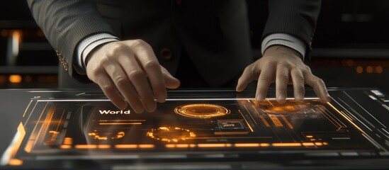 A sharp-suited young man at a casino table enjoys the vibrant music as a DJ's hands expertly mix vinyl records on the turntable