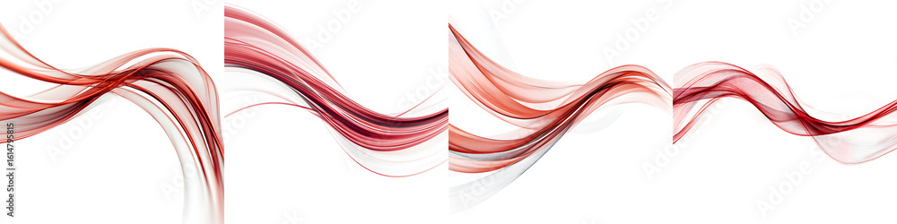 Poster elegant red abstract wave backgrounds set on white - flowing design elements