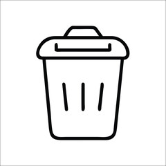 Garbage Bin Icon Vector Illustration Trash Can Symbol Waste Container Outline Design Element