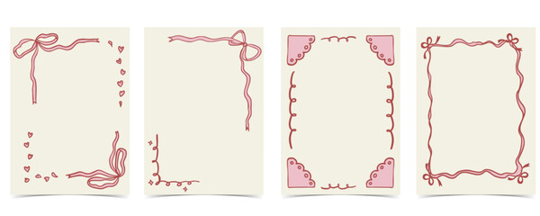 whimsical bow frame with pastel color art coquette style for kid and young birthday card template