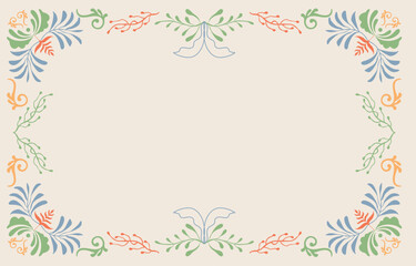 Vintage art flower frame background in nouveau line style for horizontal A4 design