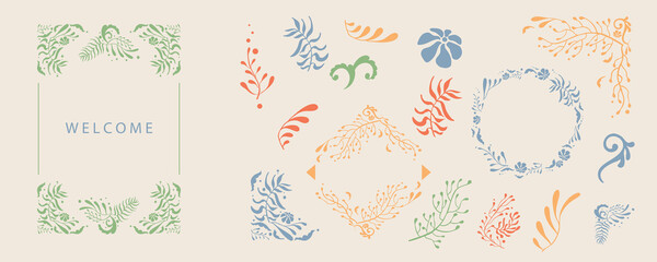 Vintage divider and border in nouveau line style object element for wedding, classic invitation