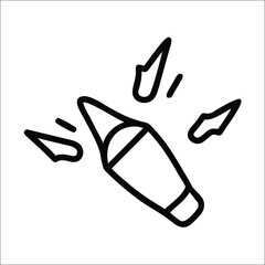 Broken Bullet Icon Vector - Damaged Ammunition Symbol for Destruction and Impact Design