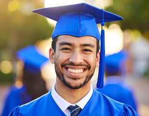 Happy graduate in cap and gown