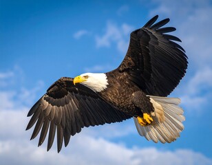 Obraz premium Majestic eagle soaring in blue sky