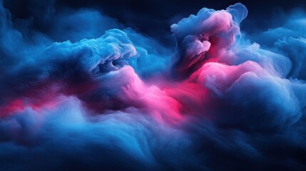 Abstract blue background with wisps of smoke and light, evoking a stormy sky or cosmic cloud