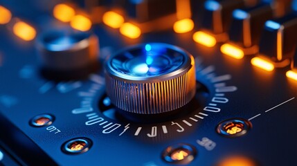 Metal knob under blue light