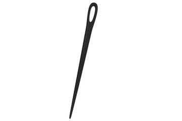 Obraz premium Single black needle with transparent background for sewing and tailoring