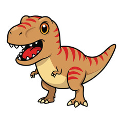 Cute Cartoon Tyrannosaurus Rex with Red Stripes