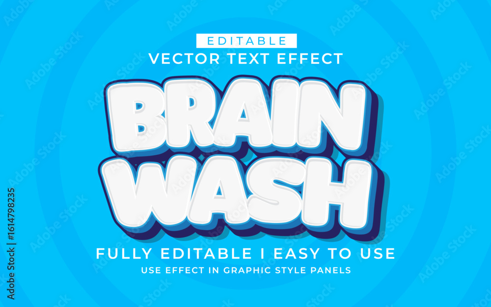 Poster 3d editable brain wash text effect typography style template